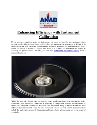 Enhancing Efficiency with Instrument Calibration