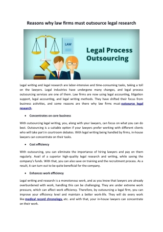 Reasons Why Law Firms must Outsource Legal Research