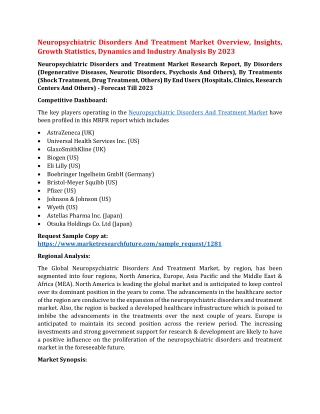 Neuropsychiatric Disorders And Treatment Market Overview, Insights, Growth Statistics, Dynamics and Industry Analysis By