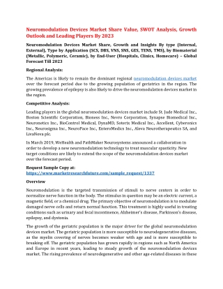 Neuromodulation Devices Market Share Value, SWOT Analysis, Growth Outlook and Leading Players By 2023