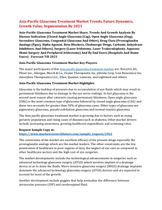 Asia-Pacific Glaucoma Treatment Market Trends, Future Dynamics, Growth Value, Segmentation By 2023