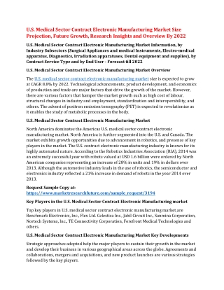 U.S. Medical Sector Contract Electronic Manufacturing Market Size Projection, Future Growth, Research Insights and Overv