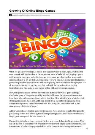 Growing Of Online Bingo Games