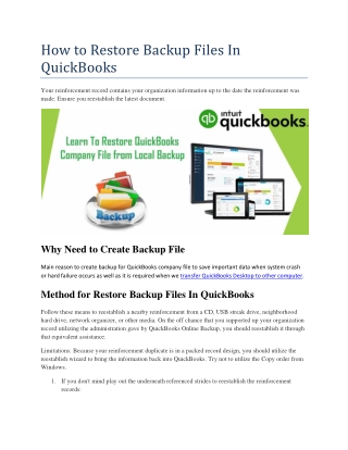 How to Restore Backup Files In QuickBooks