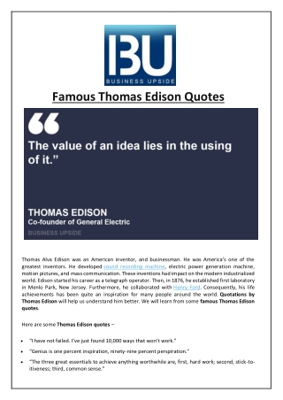 Famous Thomas Edison Quotes