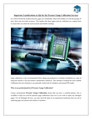 Important Considerations to Opt for the Pressure Gauge Calibration Services