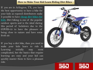 Best Cheap Dirt Bikes for Kids - 360 Power Sports