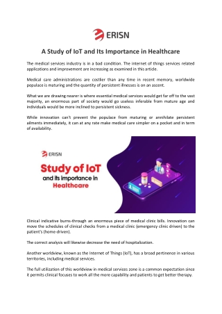 A Study of IoT and Its Importance in Healthcare