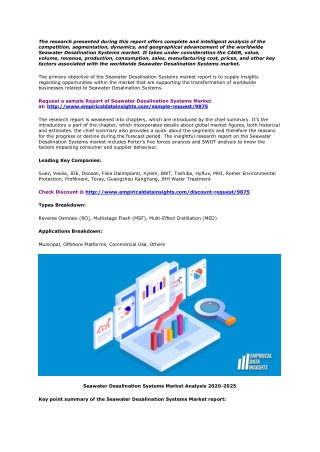 Seawater Desalination Systems Market SWOT Analysis by Recent Trends | 2020-2025