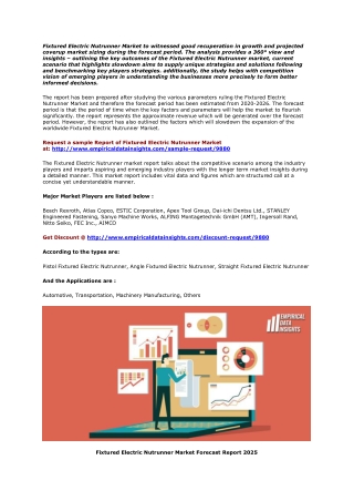 Fixtured Electric Nutrunner Market Growth, Opportunities and Application to (2020-2025)