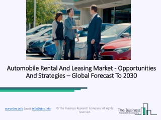 Automobile Rental And Leasing Market - Opportunities And Strategies – Global Forecast To 2030