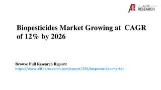 Biopesticides Market 2020-26 Segment Analysis, Opportunity Assessment and Competitive Intelligence