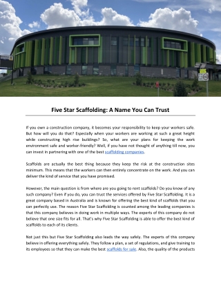 Five Star Scaffolding: A Name You Can Trust