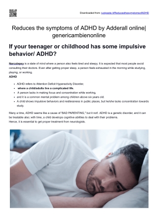 Reduces the symptoms of ADHD by Adderall online| genericambienonline
