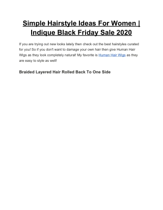 Simple Hairstyle Ideas For Women | Indique Black Friday Sale 2020