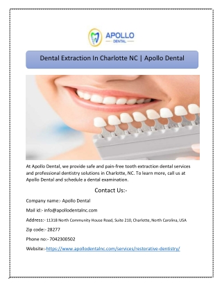 Dental Extraction In Charlotte NC | Apollo Dental