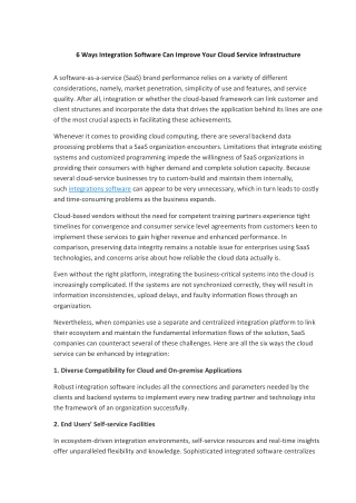 6 Ways Integration Software Can Improve Your Cloud Service Infrastructure