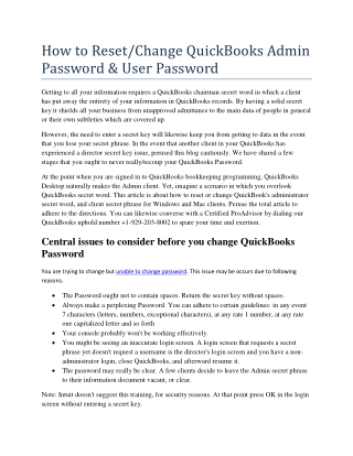 How to Reset QuickBooks Admin Password & User Password