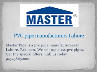 PVC pipe manufacturers Lahore