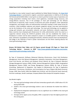 Smart Grid Technology Market Size - Forecasts to 2026