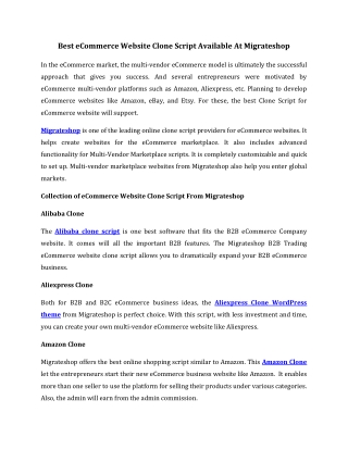 eCommerce Website Clone Script From Migrateshop