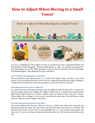 How to Adjust When Moving to a Small Town?