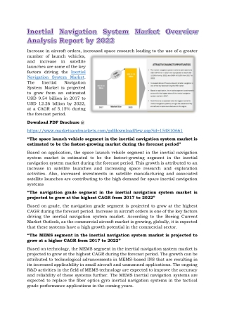 Inertial Navigation System Market Overview Analysis Report by 2022