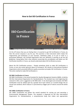 How to Get ISO Certification in France