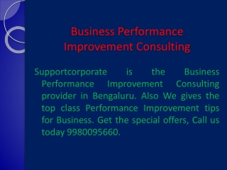 Business performance improvement consulting