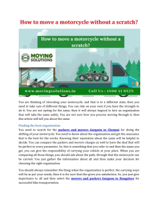 How to move a motorcycle without a scratch?
