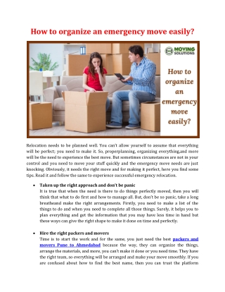 How to organize an emergency move easily?