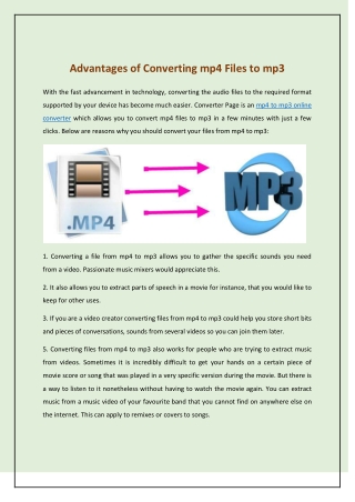 Advantages of Converting mp4 Files to mp3