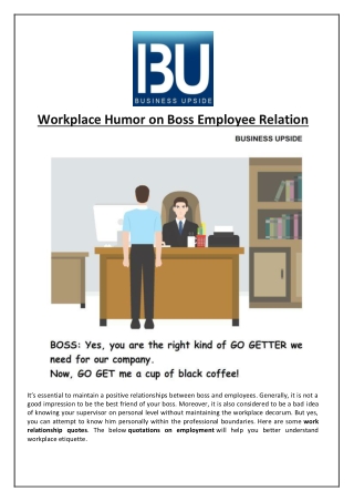 Workplace Humor on Boss Employee Relation