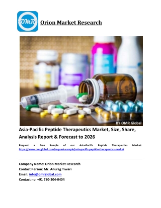 Asia-Pacific Peptide Therapeutics Market Trends, Size, Competitive Analysis and Forecast 2020-2026