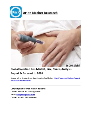 Global Injection Pen Market Trends, Size, Competitive Analysis and Forecast 2020-2026