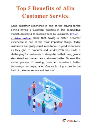 Top 5 Benefits of AI in Customer Service
