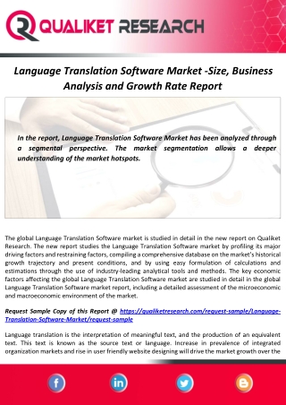 Language Translation Software Market 2020-2027 : Global Analysis and Forecast Report