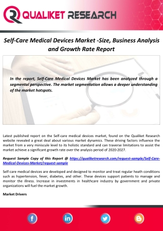 Self-Care Medical Devices Market Size with COVID-19 Impact and Forecast Report