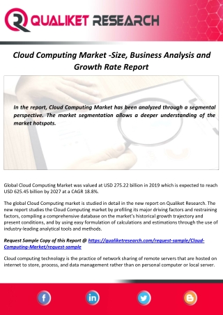 Cloud Computing Market Overview with COVID-19 Impact and Analysis Report to 2027
