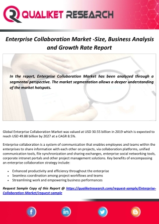 Enterprise Collaboration Market Size, Scope, Growth and Forecast Report by 2027