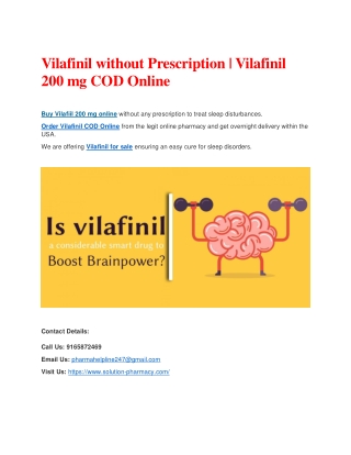 Vilafinil on SALE | Vilafinil 200 mg Cash on Delivery