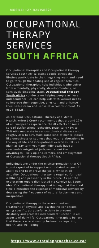 Occupational Therapy Services South Africa