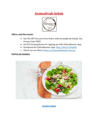 Aroma@cafe kebab Footscray Takeaway Menu, VIC - 5% Off