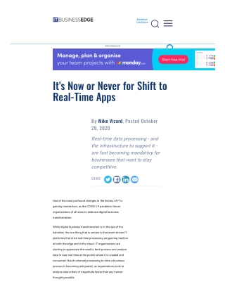 It's Now or Never for Shift to Real-Time Apps