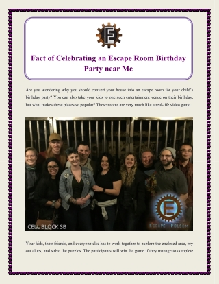 Fact of Celebrating an Escape Room Birthday Party near Me