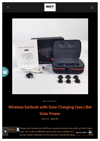 Wireless Earbuds with Solar Charging Case