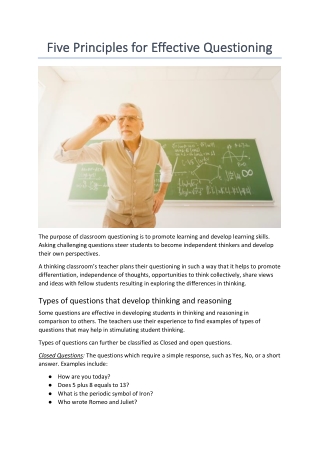Five Principles for Effective Questioning