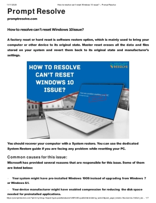 How to resolve can’t reset Windows 10 issue?
