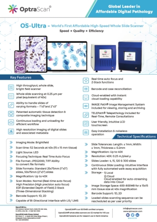 High-Speed Whole Slide Scanners- OptraSCAN Inc