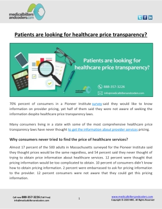 Patients are looking for healthcare price transparency?